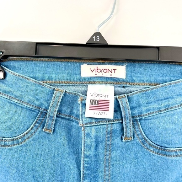 Vibrant Women's Juniors Bell Bottom High Waist Fitted Denim Jeans size 7 Waist27 - Picture 11 of 12